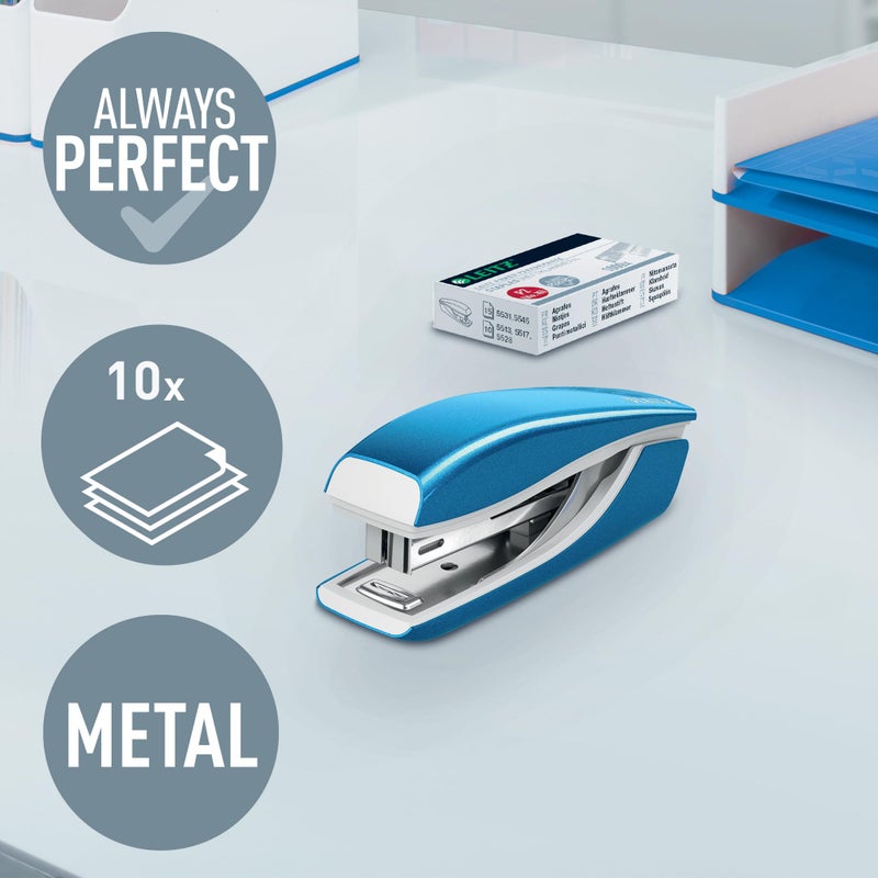 ليتز دباسة لايتز الصغيرة، سعة 10 ورقات، هيكل معدني مريح، تتضمن دبابيس، من مجموعة WOW، 55281036 - أزرق معدني - Image 2